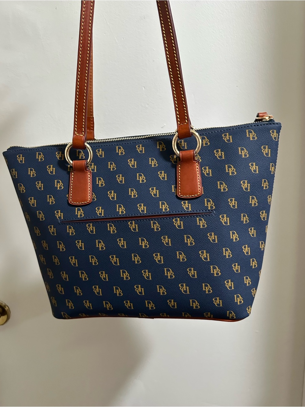 Dooney & Bourke Navy and Brown Signature Tote - Picture 4 of 16